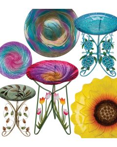 18" Birdbath with Decorative Stand Pre-Pack 12 Pc