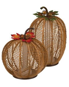 LED Wicker Pumpkin Lantern Pre-Pack 8 Pc
