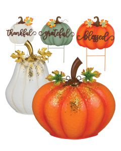 Gilded Pumpkin Decor - Stake Pre-Pack 12 Pc