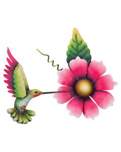 Hummingbird Flower Wall Decor - Pink