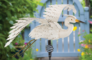 pátina Crane Preening Creekwood Regal Art & Gift 64 cm de Alto con Recubrimiento de Polvo de Metal Estatua del pájaro/Adorno con estaca 